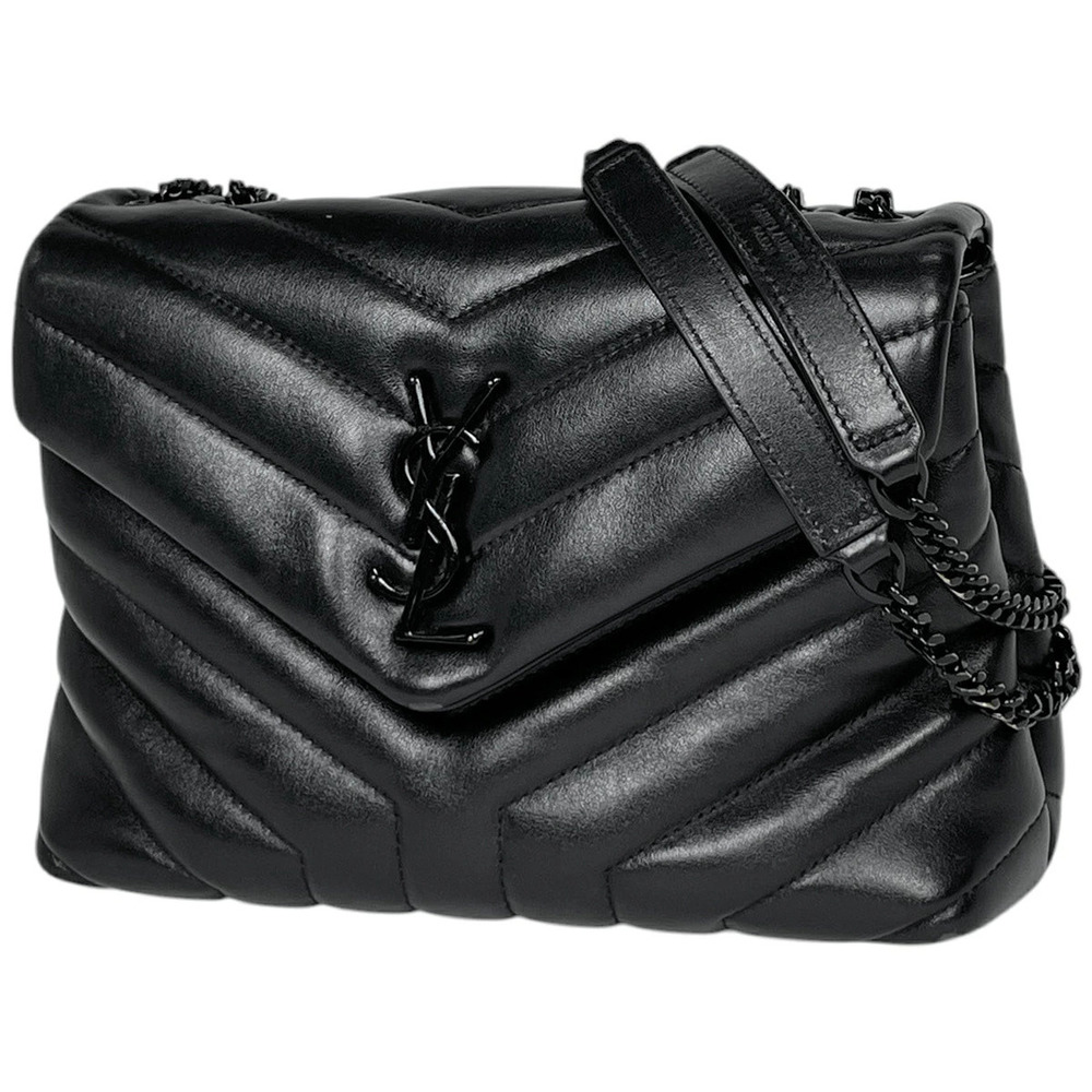Saint Laurent Lulu Leather Shoulder Bag Black